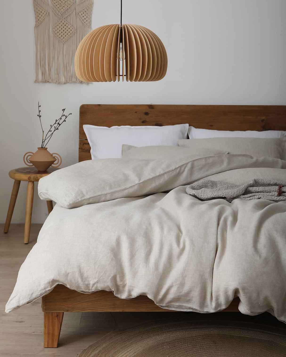 Linen Duvet Cover Queen Size,100% Natural French Flax, Breathable & Durable Bedding