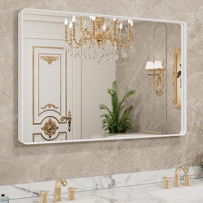 Bathroom Mirror for Wall, Matte Black Bathroom Vanity Mirror