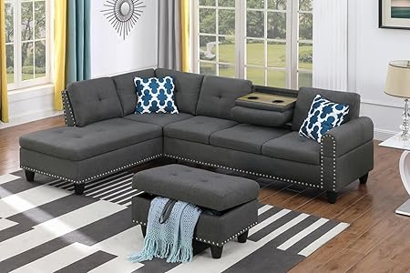 Modular Sectional Sofa Set, Oversized L Shaped Sofa Couch with Ottomans