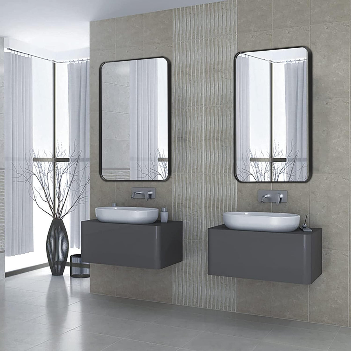 Black Bathroom Mirrors Metal Frame Rectangle Mirror