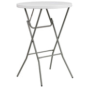 2.6-Foot Round Granite White Plastic Bar Height Folding Event Table