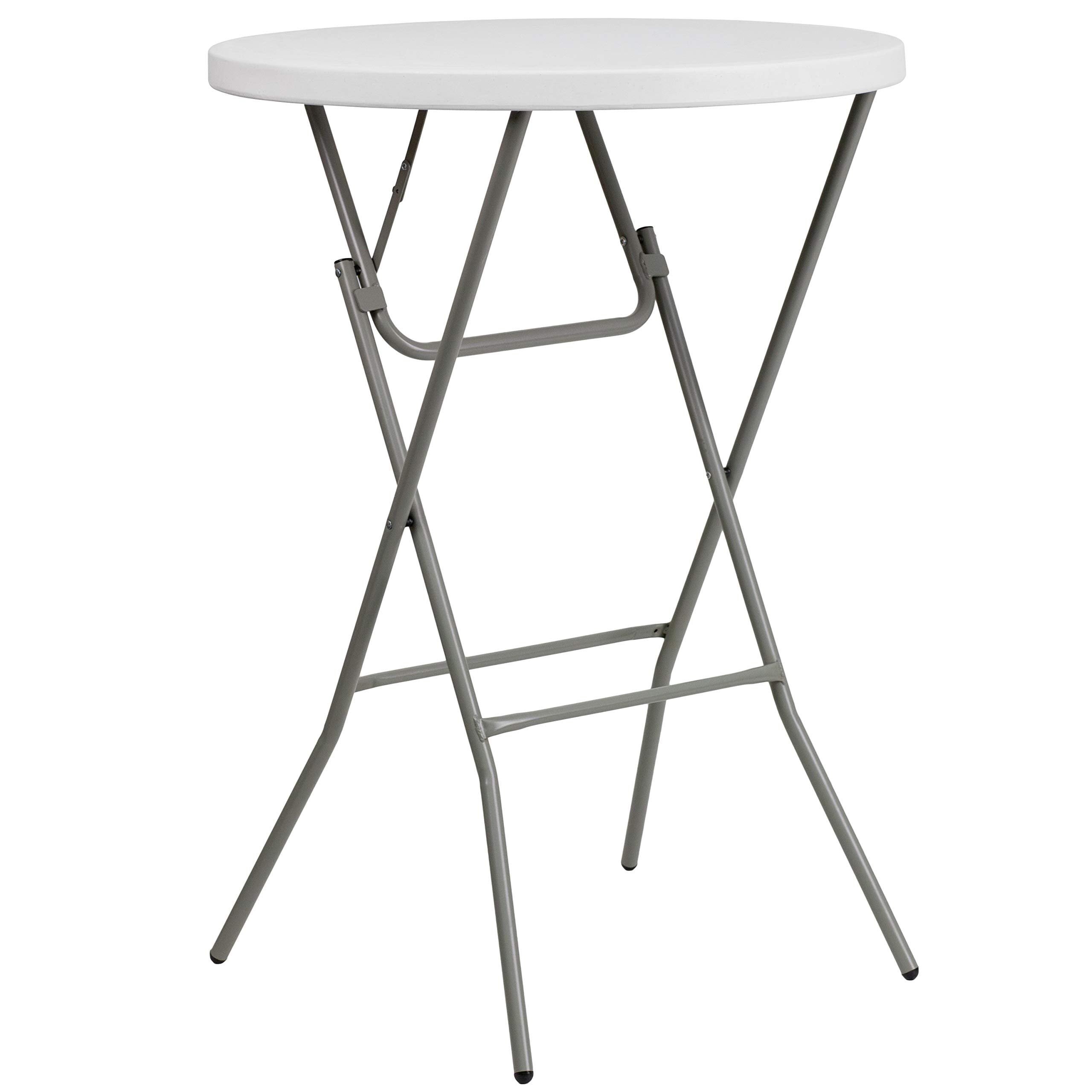 2.6-Foot Round Granite White Plastic Bar Height Folding Event Table