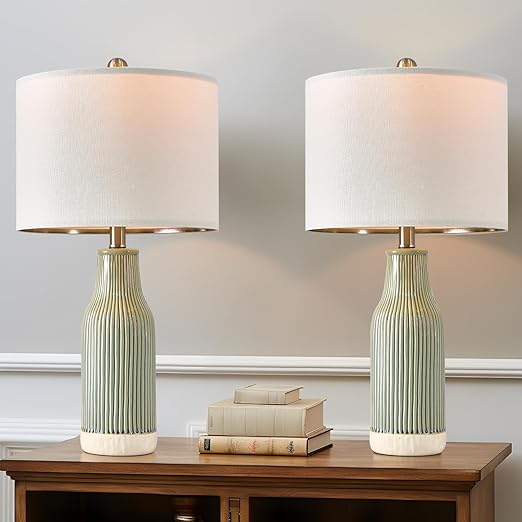 23.25 inches Modern Ceramic Table Lamp Set of 2 for Living Room