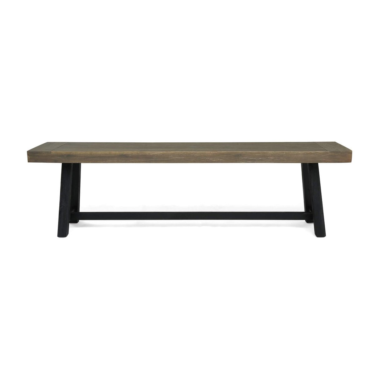 Toby Outdoor Acacia Wood Bench, Sandblast Gray Finish