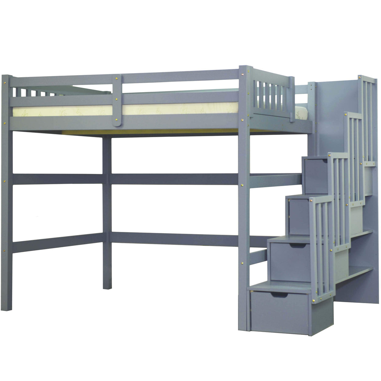 Full Size Staircase Loft Bed Grey