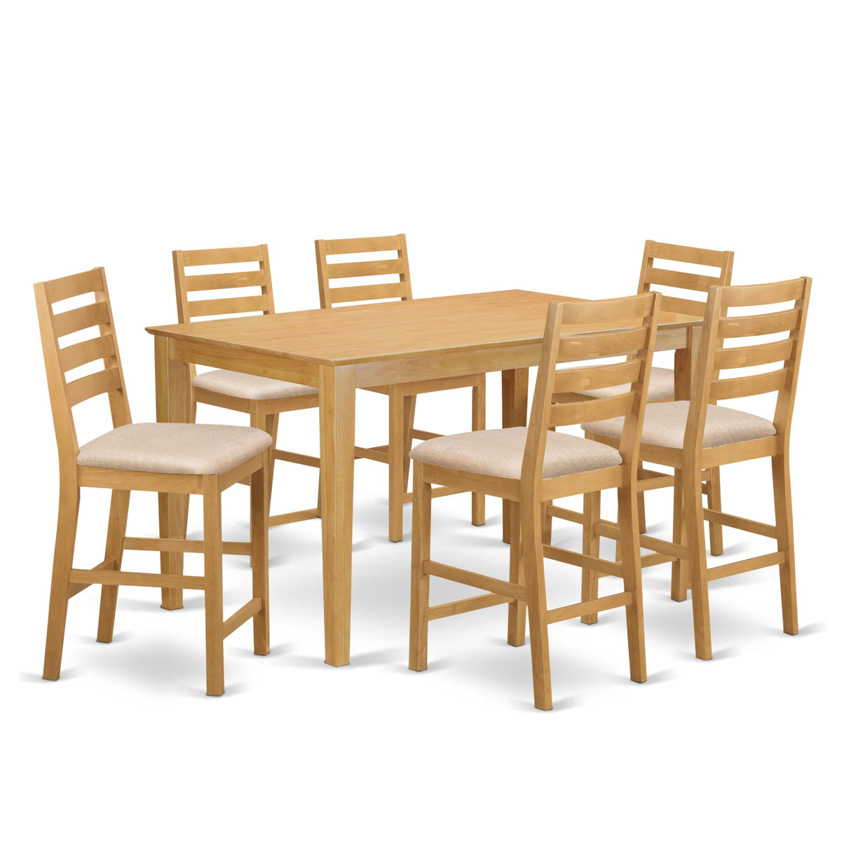 CACF7H-OAK-C 7 Piece Kitchen Counter Set Consist of a Rectangle Dining Table and 6