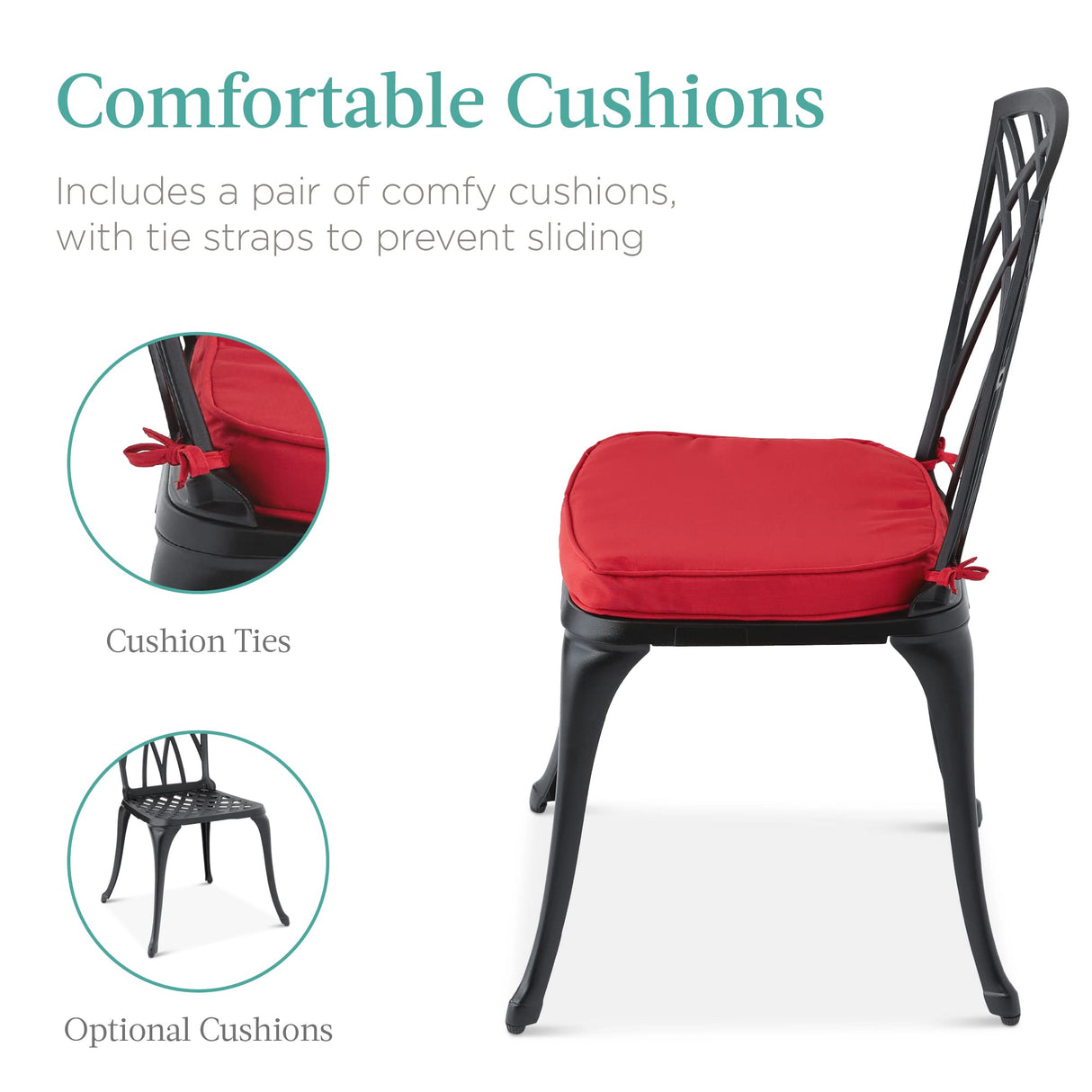 3-Piece Bistro Set, Aluminum Outdoor Dining Furniture Set for Patio