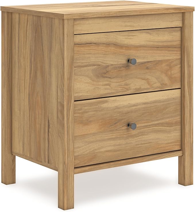 Bermacy Casual 2-Drawer Nightstand with Straight Legs, 24.37" Tall, Light Brown