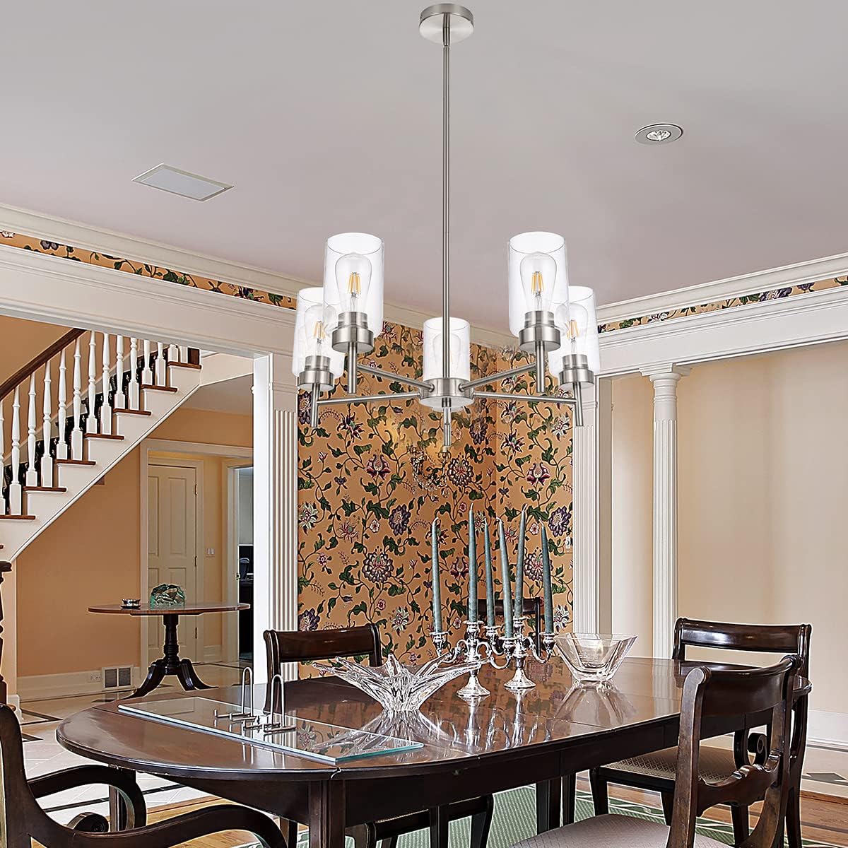 Light Farmhouse Chandelier for Dining Room Kitchen Island, Modern