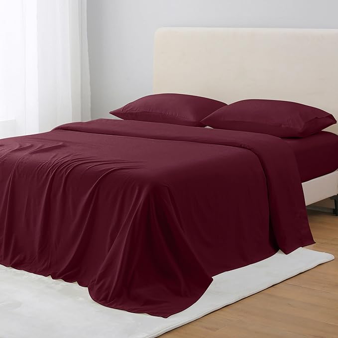 King Size Sheet Set, 4-Piece Brushed Microfiber Sheets for King Size Bed Set