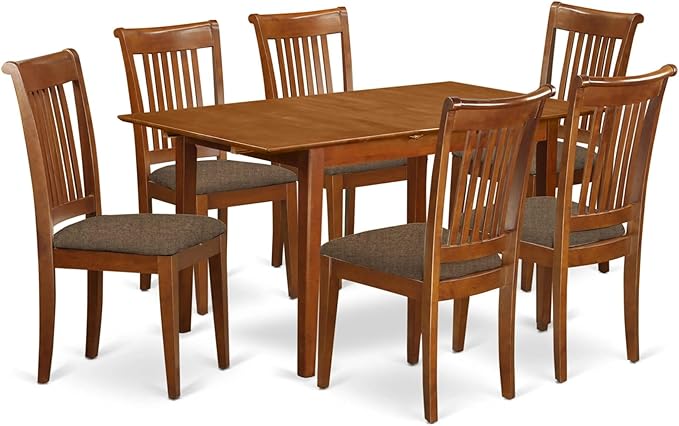 MLPO5-SBR-W Milan 5 Piece Set Includes a Rectangle Dining Room Table with Butterfly