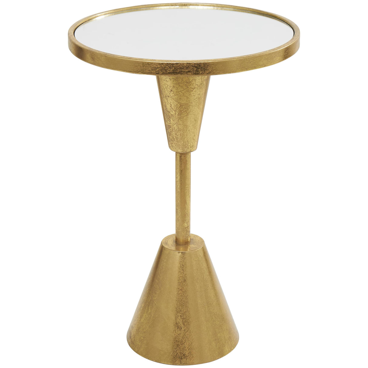 Metal Side End Accent Table End Table with Mirrored Glass Top, Side Table 16" x 16" x 24"