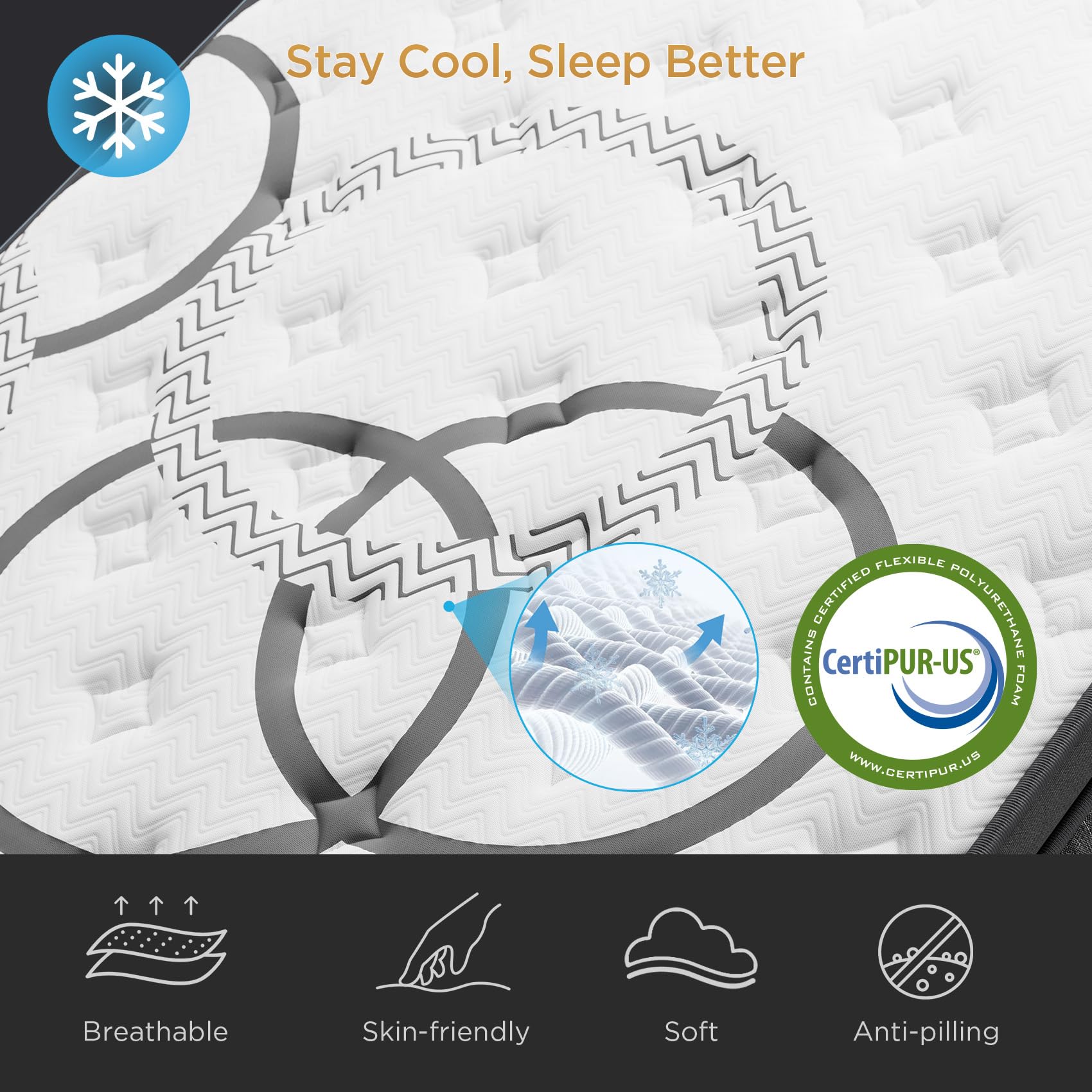 King Mattress 14 Inch Hybrid Mattresses Euro Top Medium Firm for Back & Lumbar Support