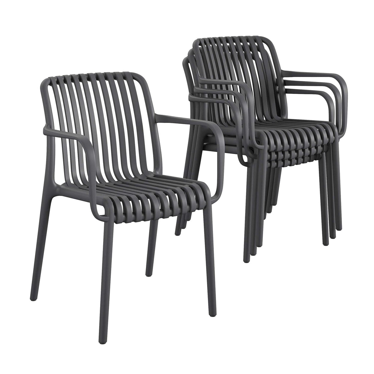 Bennett Stacking Dining Chairs by The, 4 Pack, Charcoal