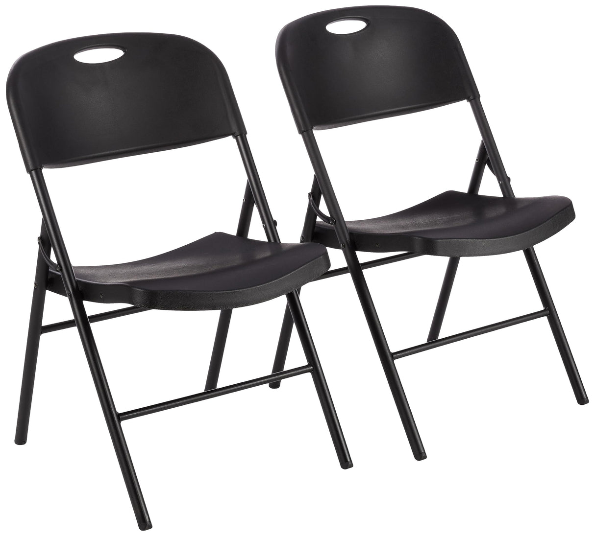 Foldable Portable Sturdy Folding Plastic Chair, 350-Pound Capacity, Black, 2-Pack