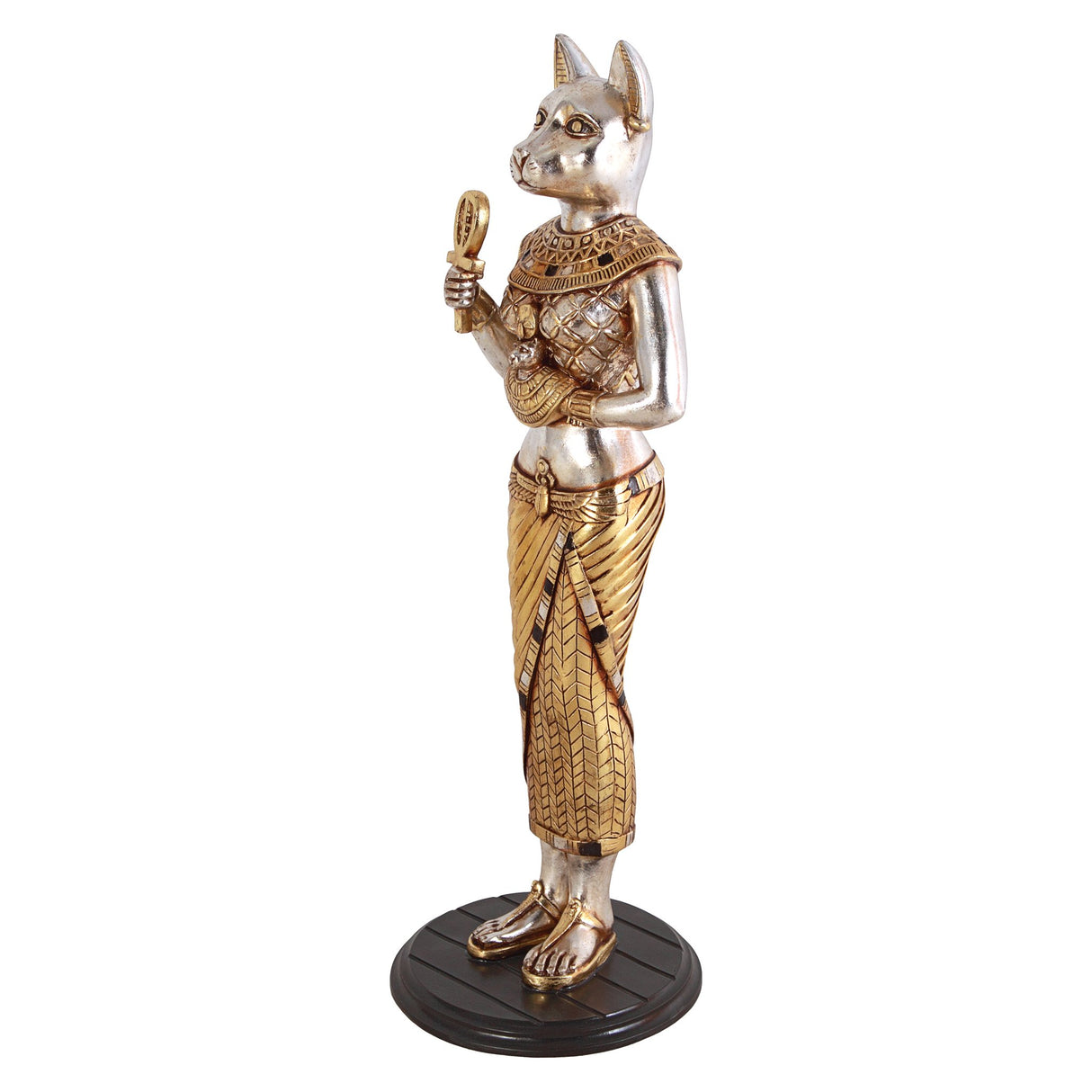 Bastet Cat Diety of Ancient Egypt with Royal Ankh Statue Figurine, 36 inches tall