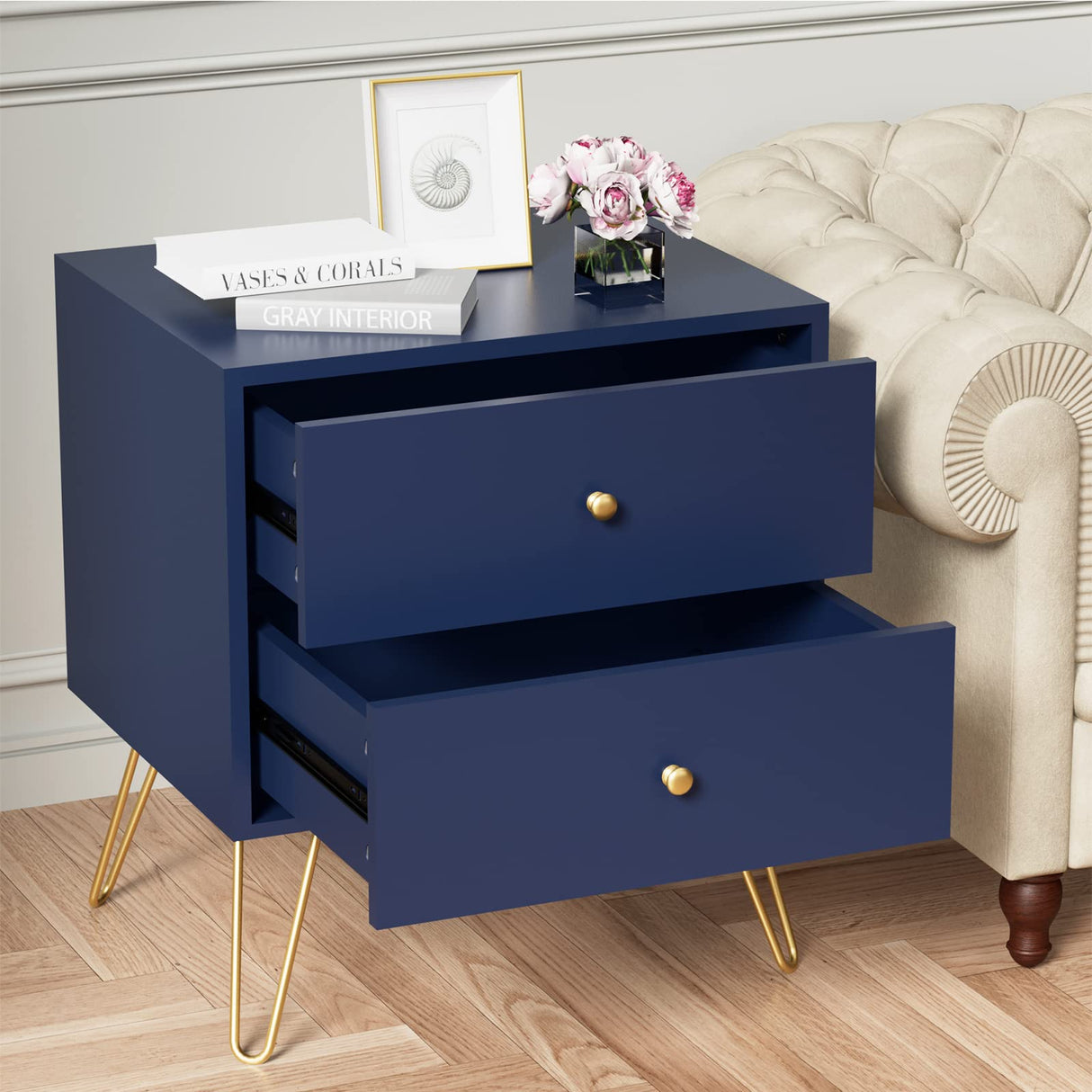 Set of 2 20'' Nightstands Bedside Table Large Sofa End Tables