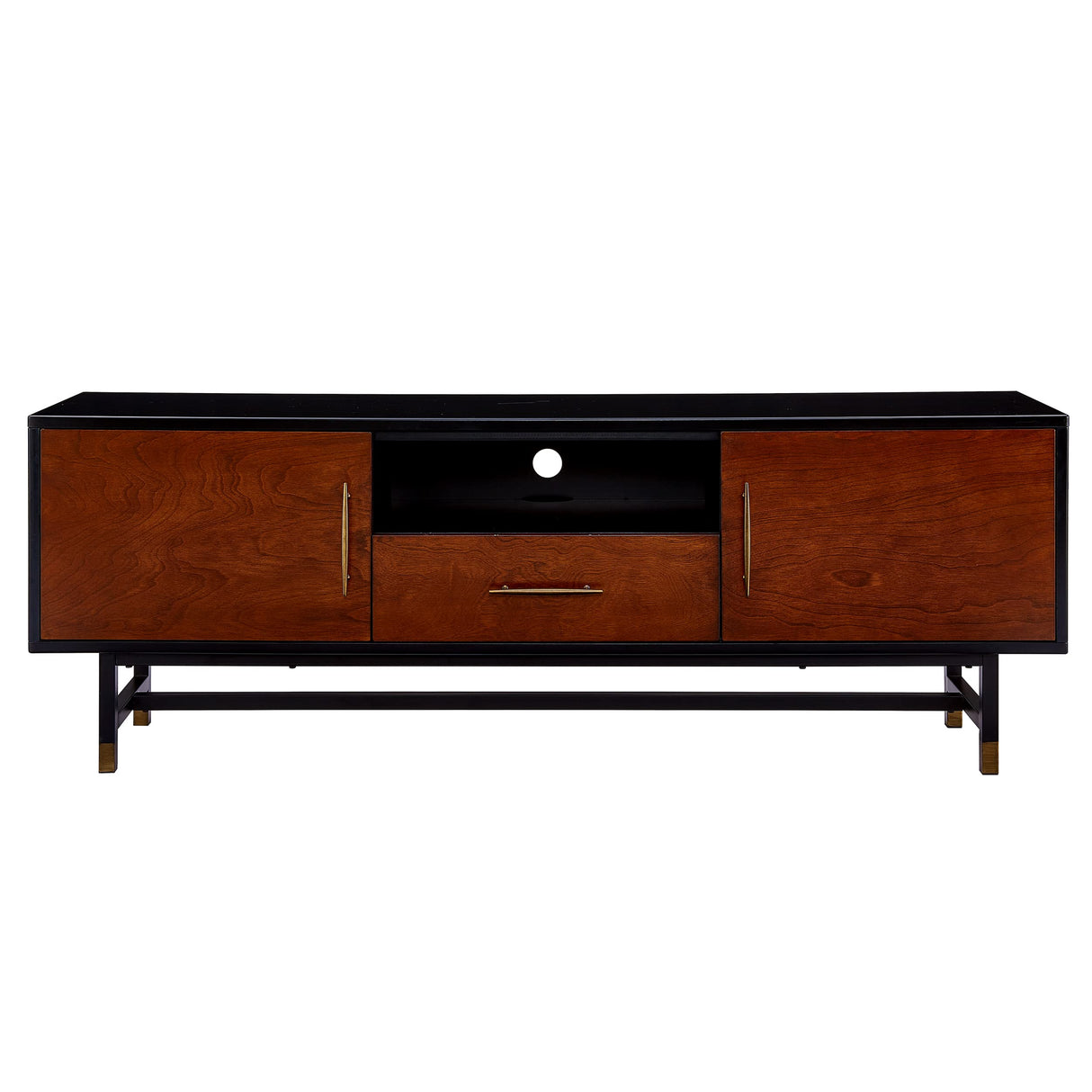 Blynn Midcentury Modern Media Console TV Stand, Black