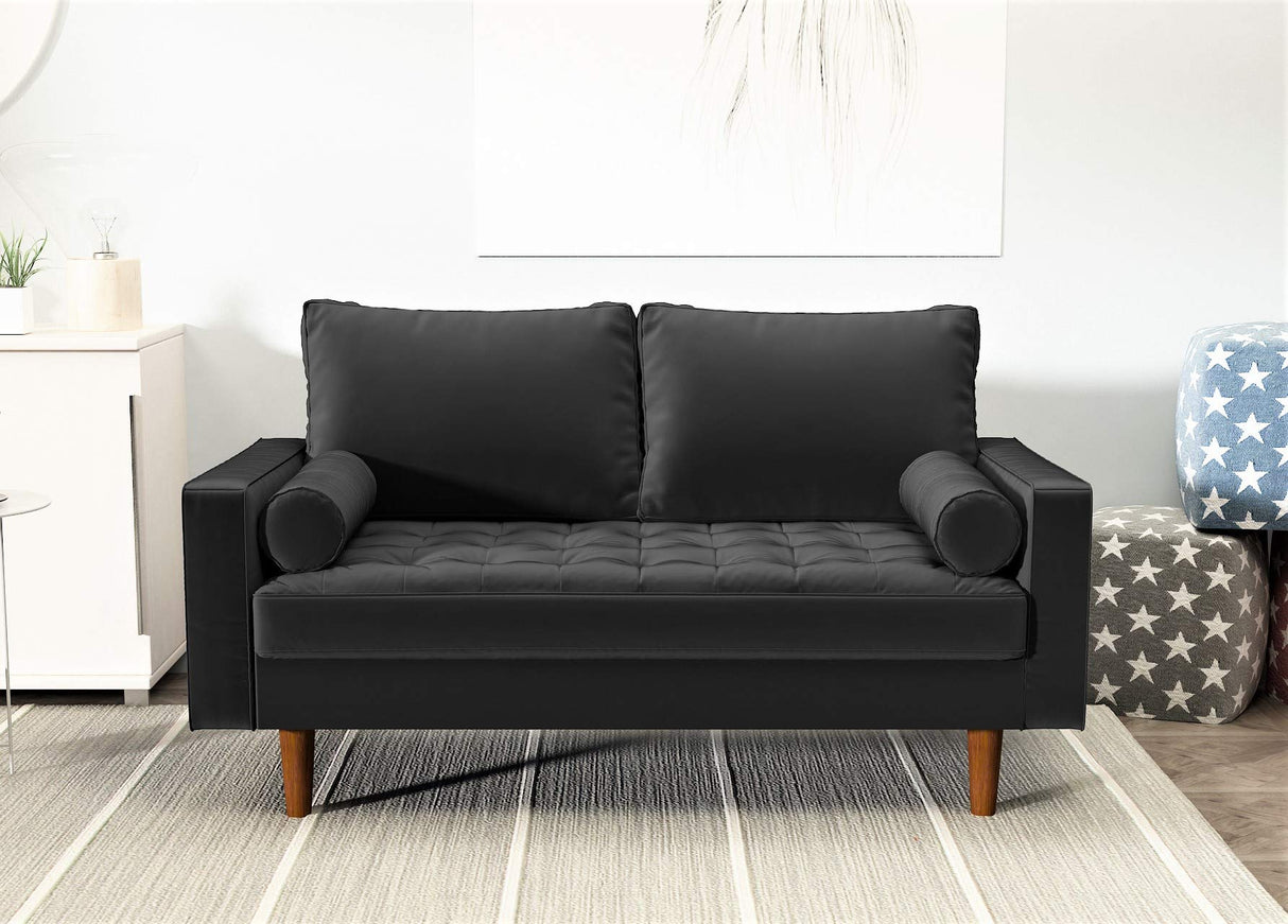 Womble 58 Inch Velvet Loveseat Sofa with Elegant Button Tufted Upholstery, Square Arms,