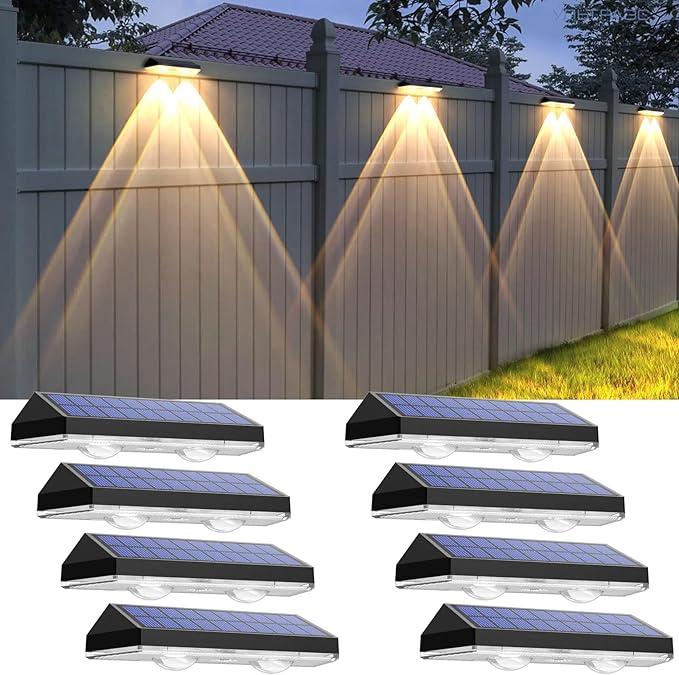 Solar Fence Lights Outdoor - 2700/4000/6000K 3 Mode