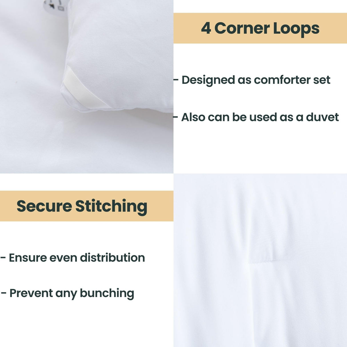 White Comforter Full Size, 3 Pieces Boho Comforter Set, Lightweight Solid Bedding Set,