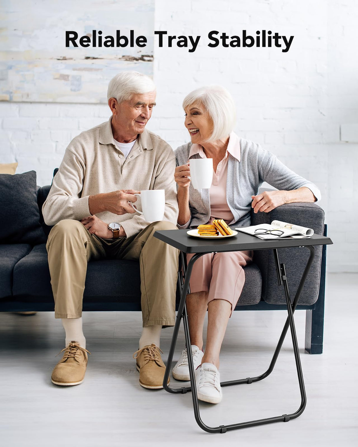 Folding TV Tray Table -Stable Tray Table with No Assembly Required