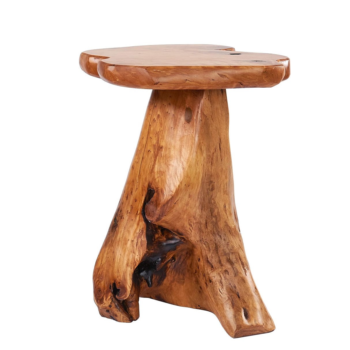 Tree Stump End Table Live Edge Plant Stand 14"x13"x18"H Solid Cedar Wood Outdoor Rustic