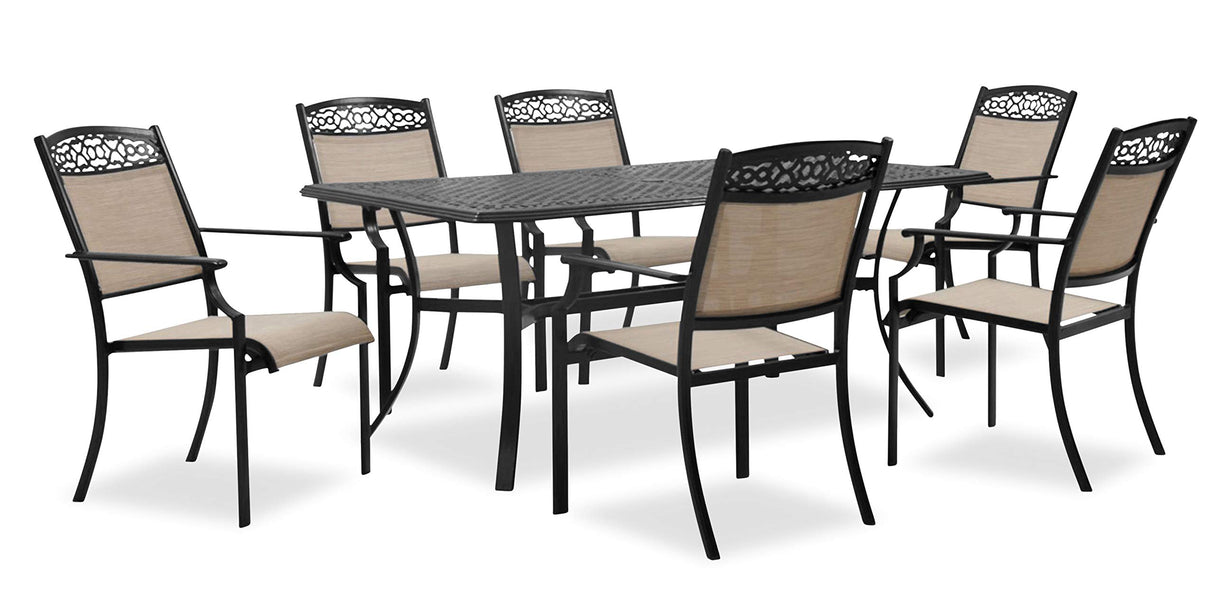 Lisbon 7-Piece Patio Dining Set, Outdoor Dining Set for 6 with All-Weather Cast Aluminum