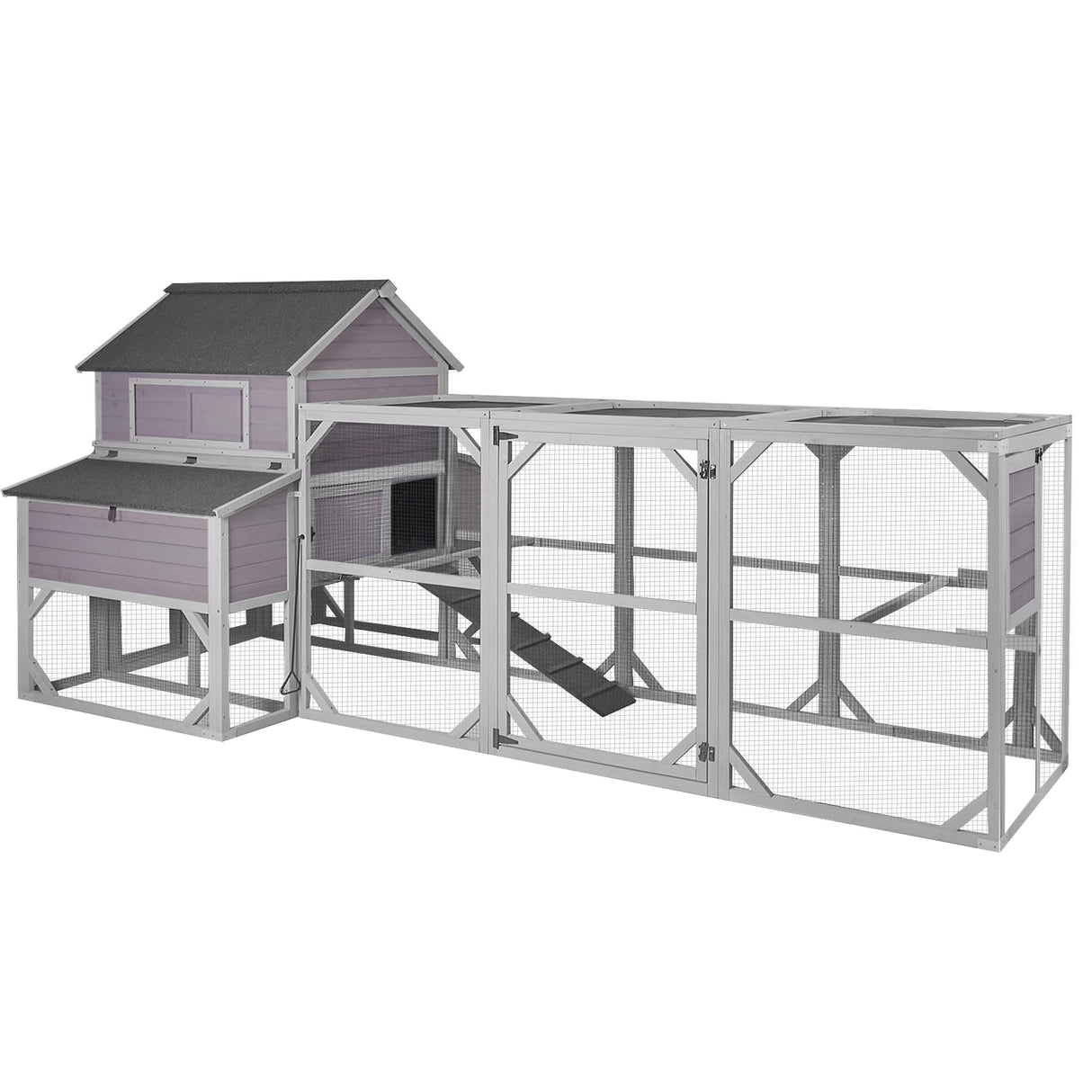 Chicken Coop 41ft² Large Outdoor Chicken House with Run Multi-Level Hen House