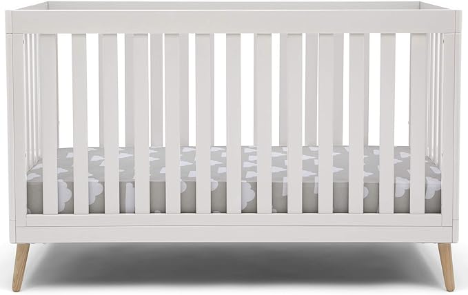 Essex 4-in-1 Convertible Baby Crib, Grey with Natural Legs