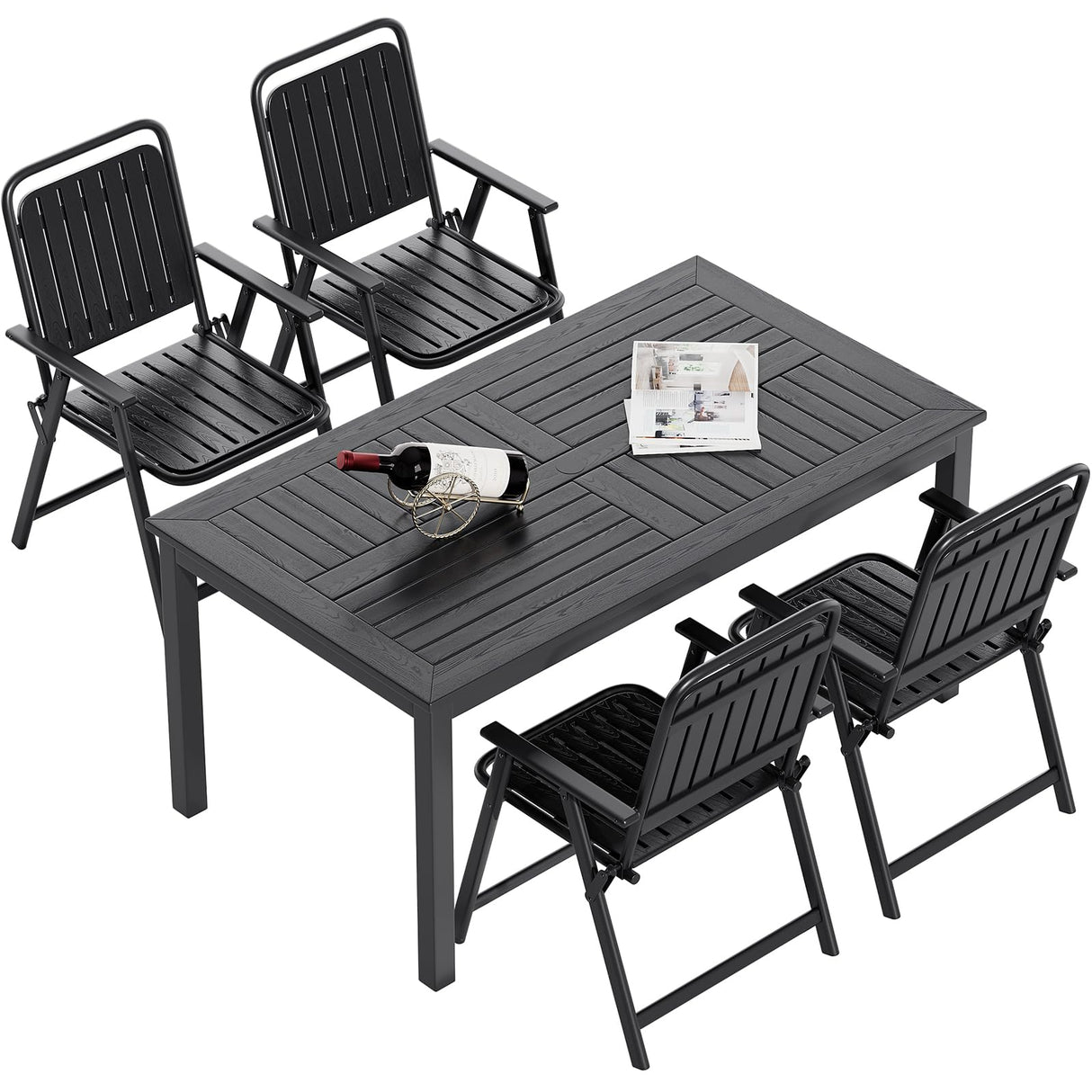 Patio Dining Set, 5 Pieces Outdoor Table and Chairs