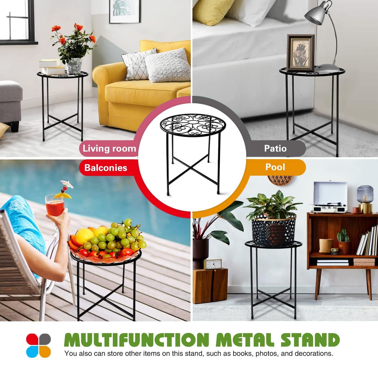 BlossomFrame 15” Tall Metal Plant Stand Set