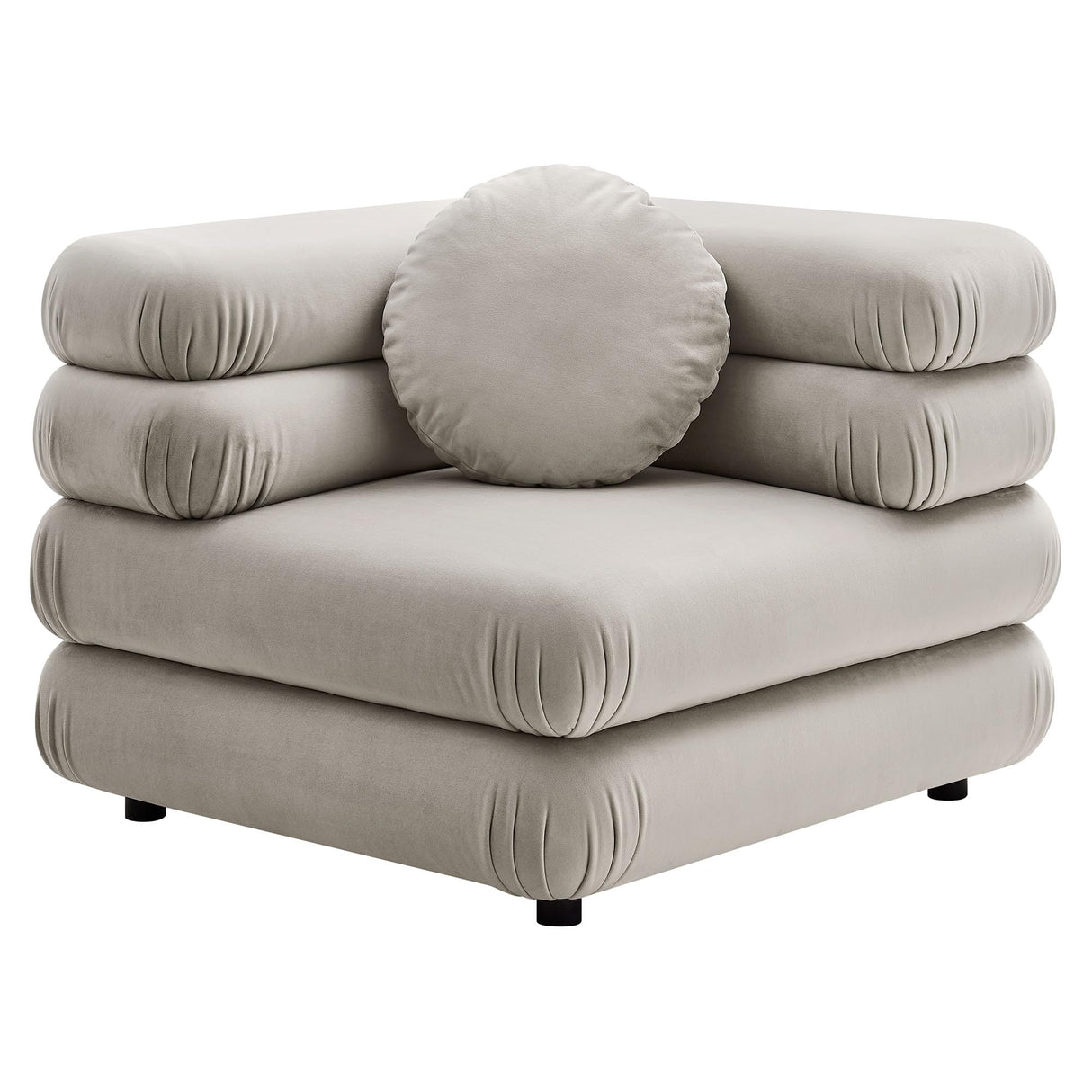 Jubilee Performance Velvet 4 Piece Sectional Sofa with Ottoman in Almond