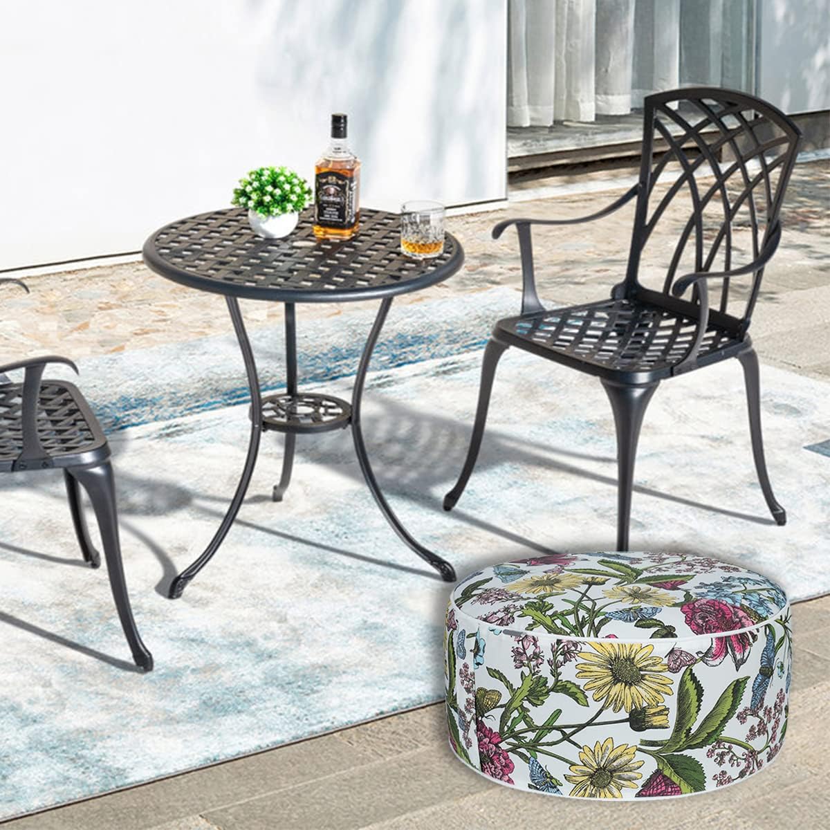 Inflatable Outdoor Ottoman with Air Pump,20"x9" Portable Patio Pouf