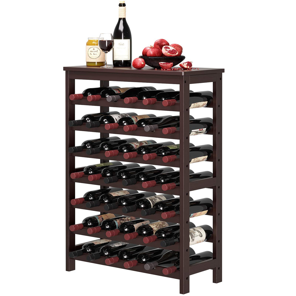42-Bottle Wine Rack Free Standing Floor, 7-Tier Display Wine Storage Shelves