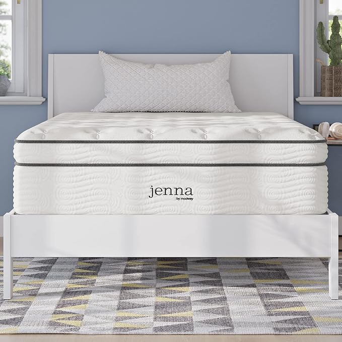 Jenna Innerspring and Foam Mattress-10-Year Warranty, Queen, White