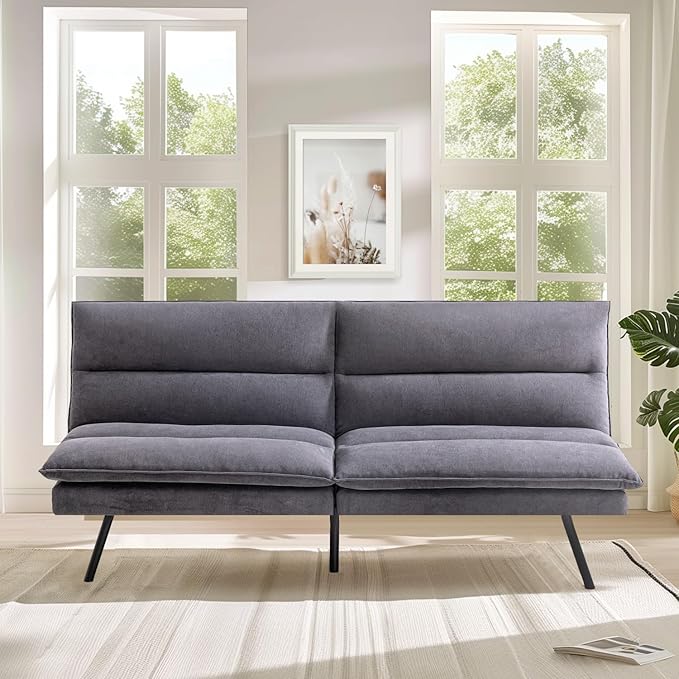 68" Futon Sofa Bed,Convertible Memory Foam Couch Bed