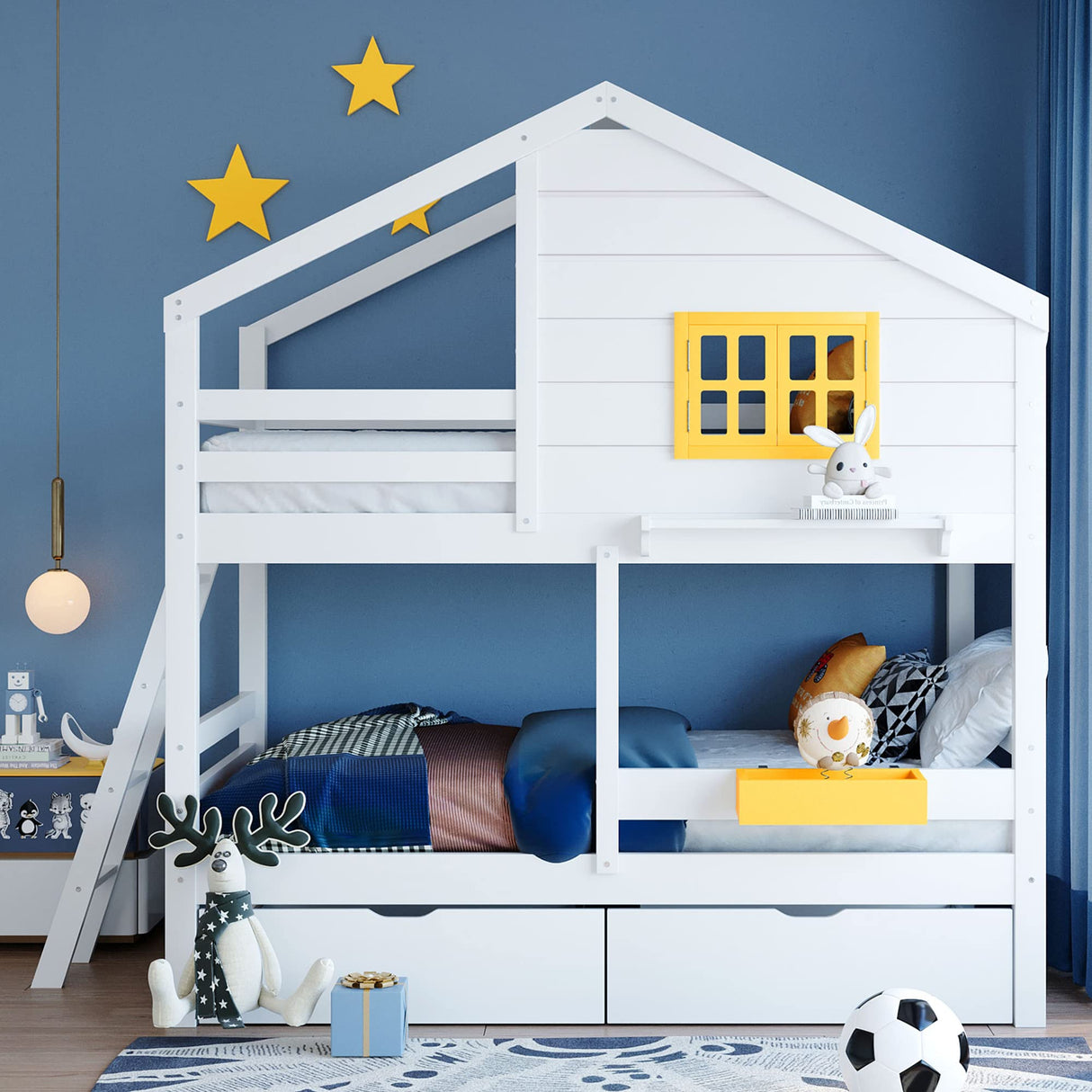 Kids House Bed Bunk Beds, Twin Over Twin Bunk Beds