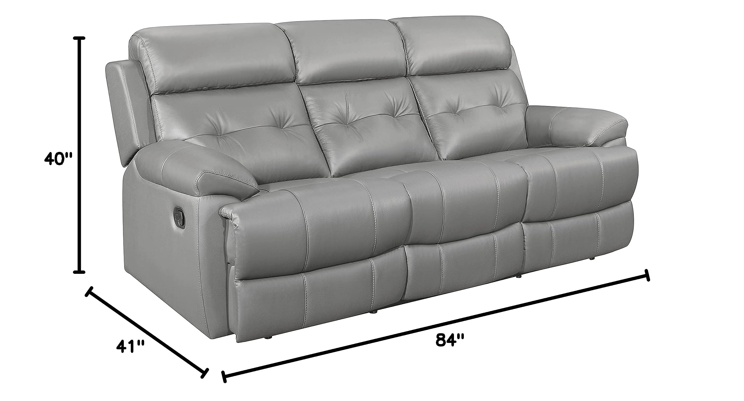 Inkwood Wall-Hugger Manual Double Reclining Sofa, Gray