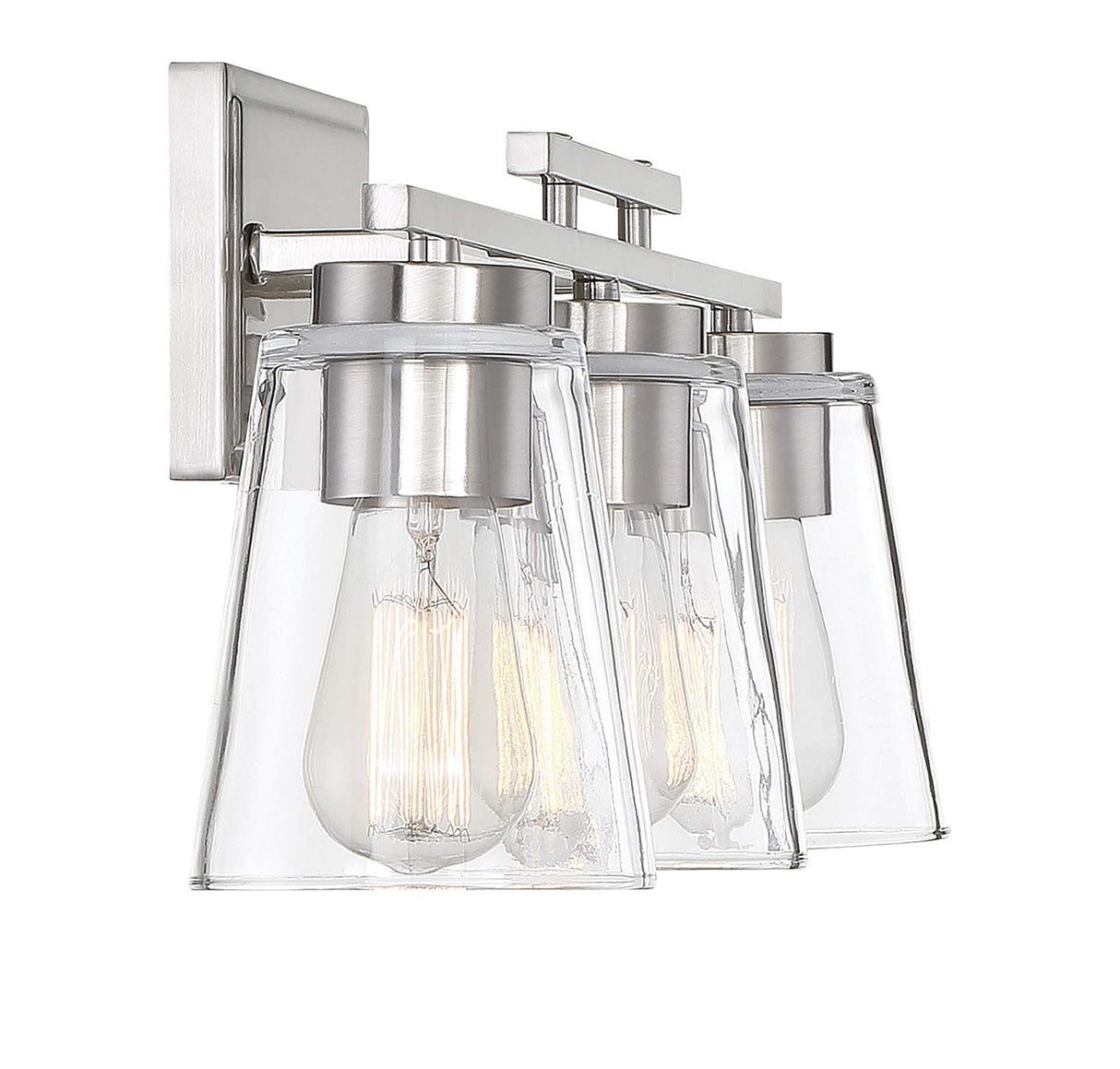 8-1020-3-SN Calhoun Modern Bohemian Clear Glass Bathroom Vanity Wall Light