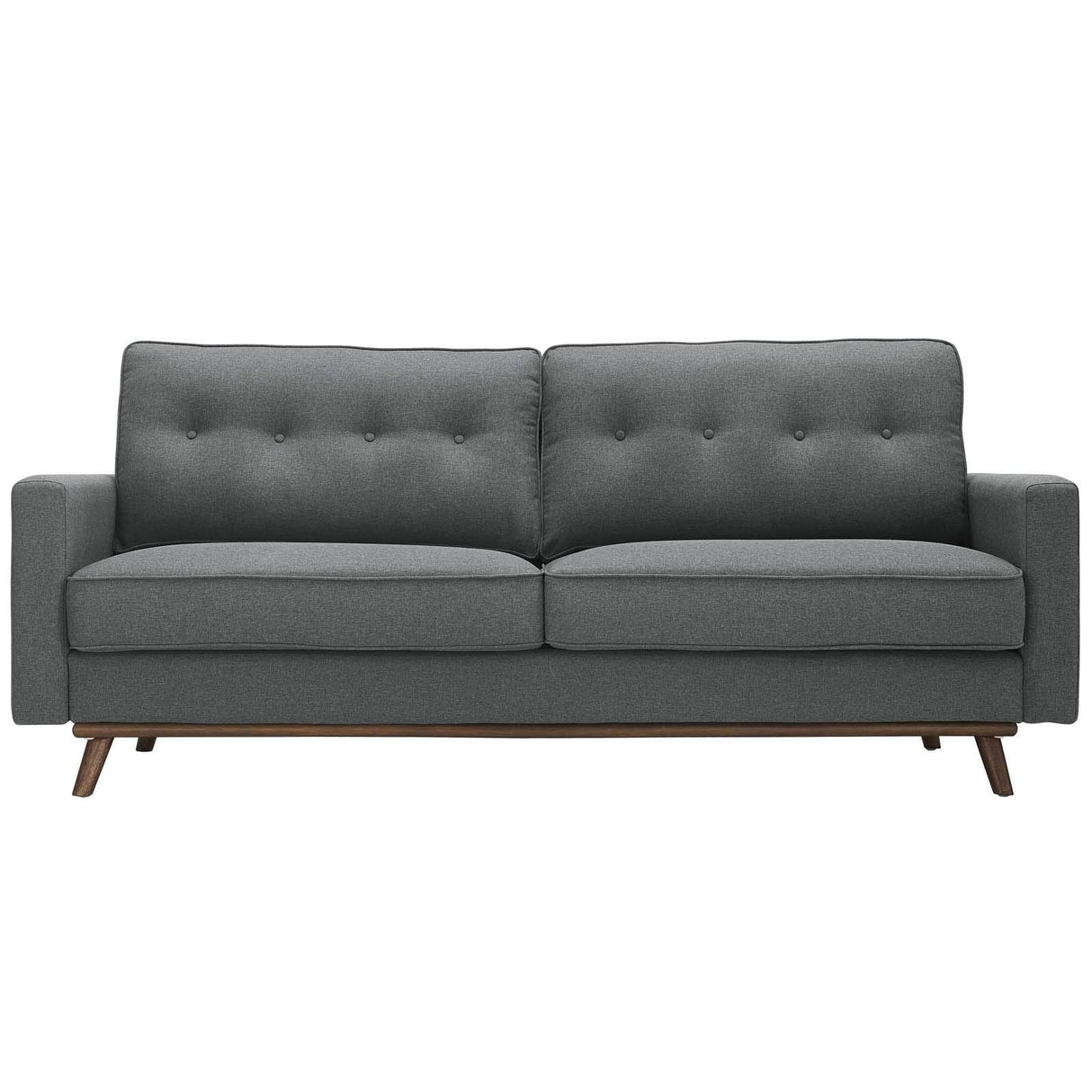 Prompt Mid-Century Modern Fabric Upholstered Tufted Sofa In Gray