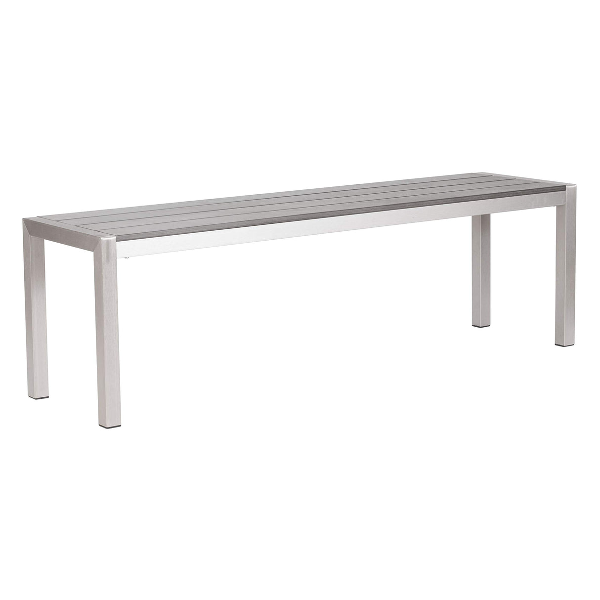 Outdoor Metropolitan Bench Chair, Brushed Aluminum