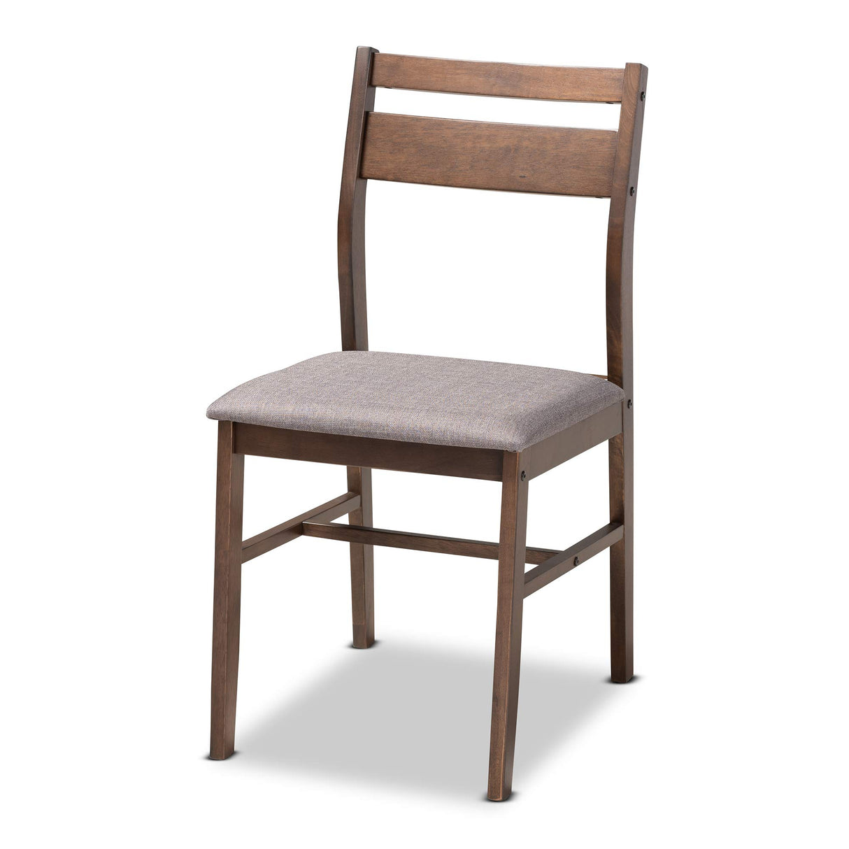 Lovy Modern and Contemporary Gray Fabric Upholstered Dark Walnut-Finished 5-Piece