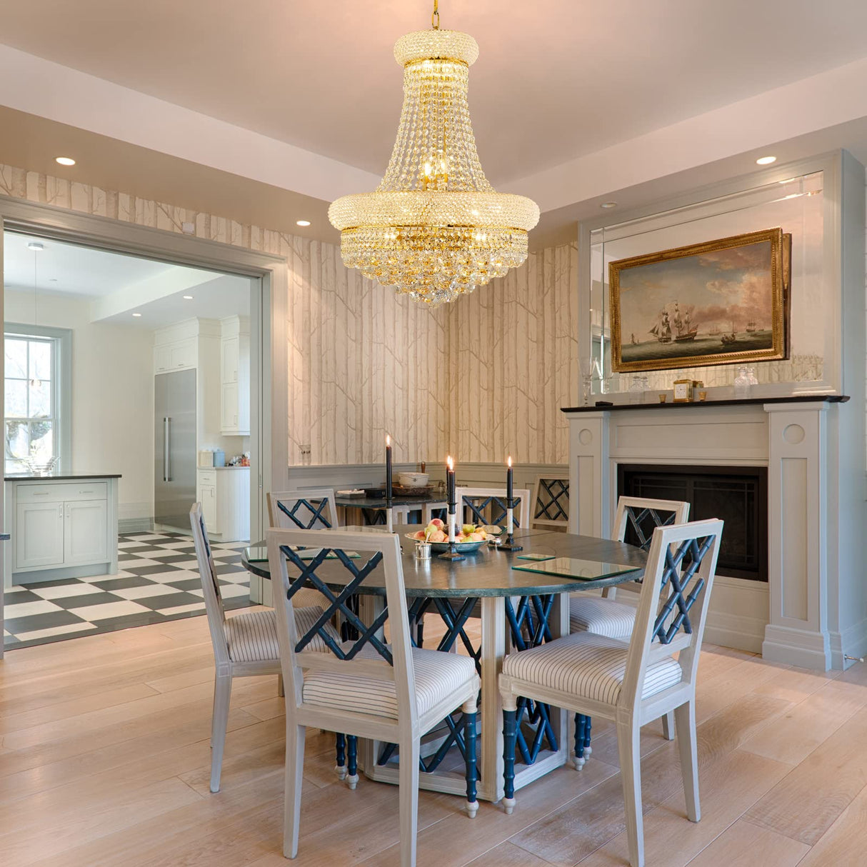 12 Lights Gold Finish Empire Crystal Chandelier Lighting