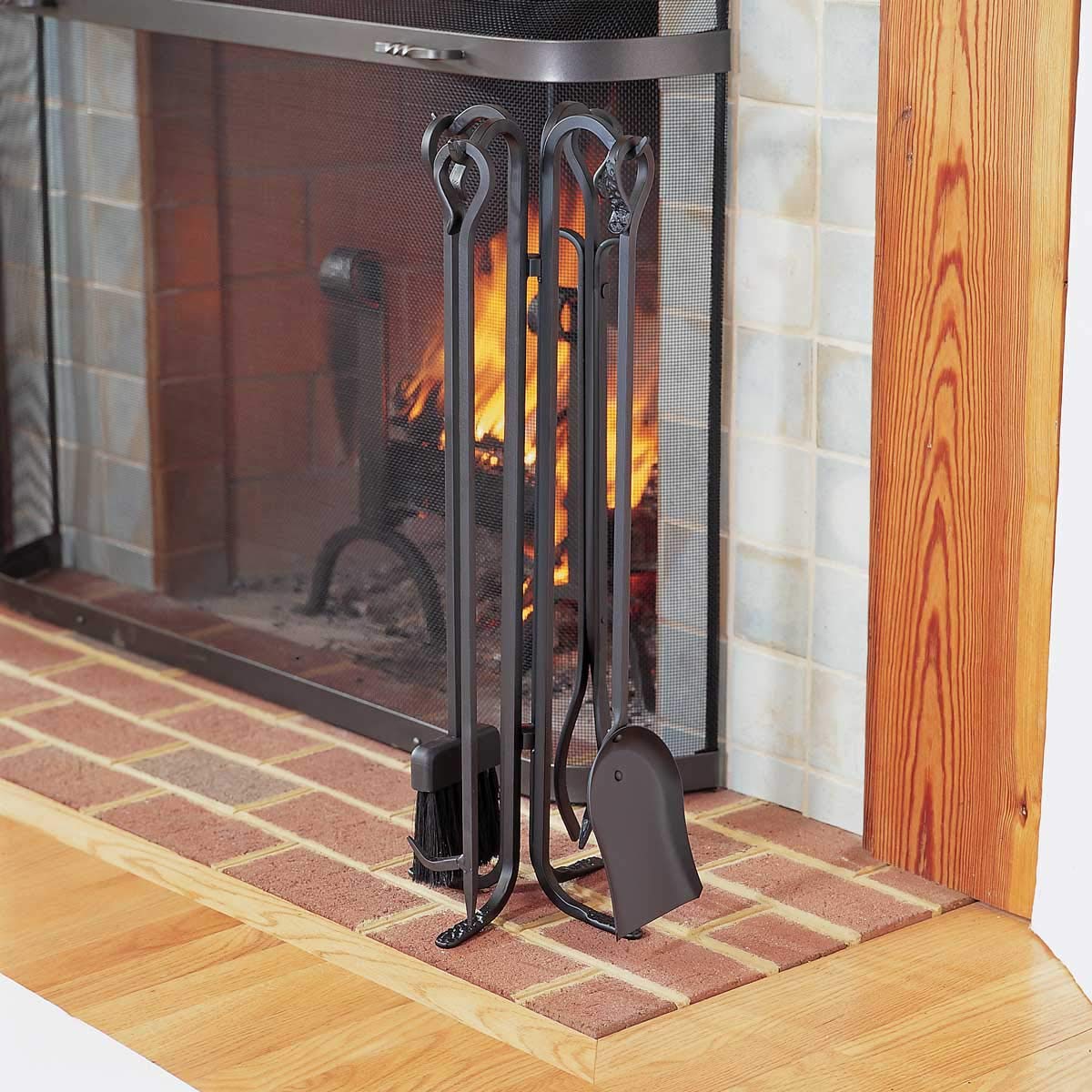 Home and Hearth 18003 Forged Fireplace Tool Set, 28" Tall, Matte Black