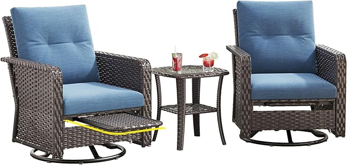 4-Seat Outdoor Furniture Patio Conversation Set, 2 Padded Rocking Chair & 2-Seat Patio