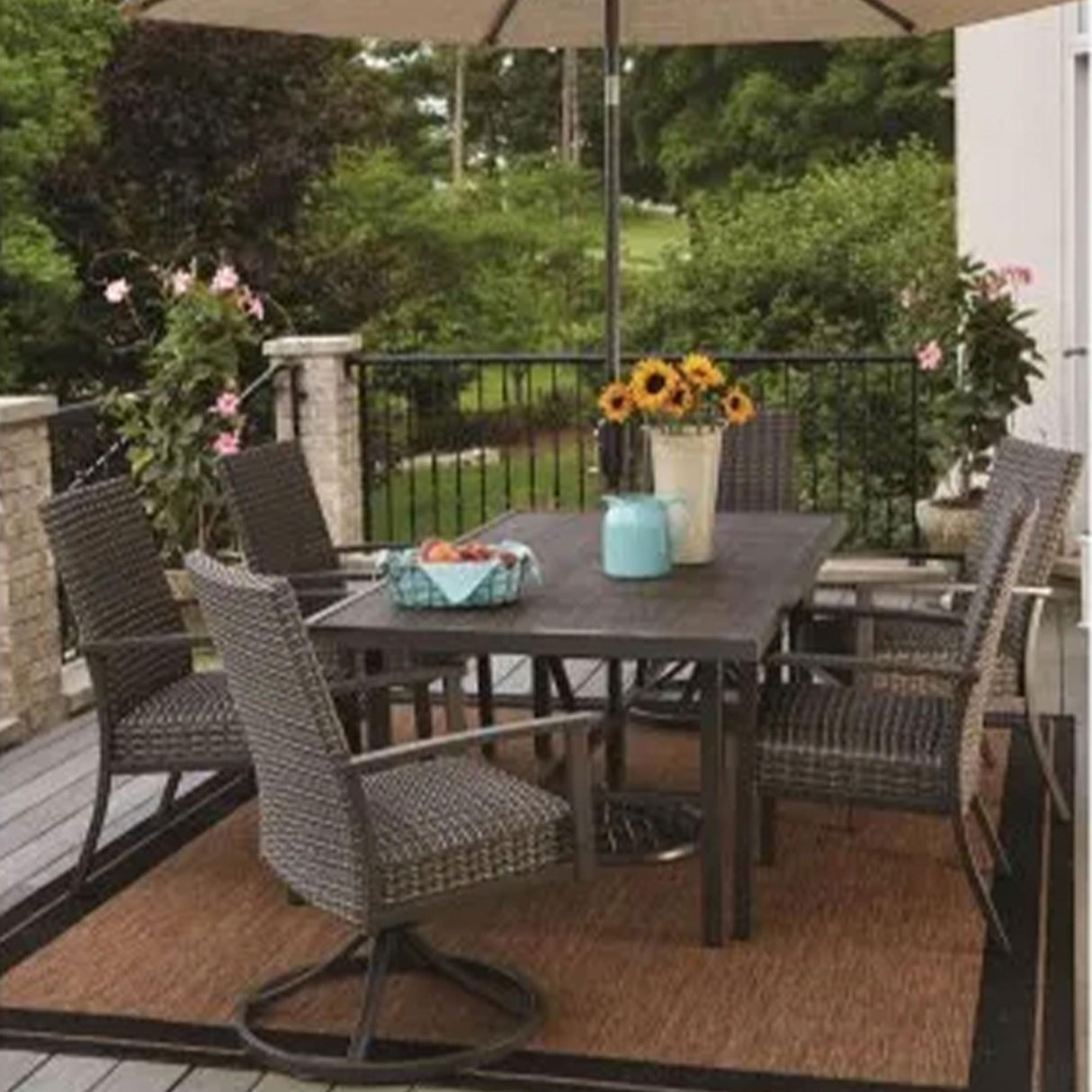 Nantucket All Weather Woven Swivel Rocker Chairs Outdoor Dining