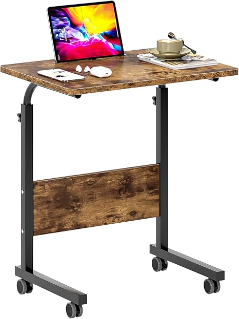 Rolling Laptop Desk Cart Height Adjustable, 23.6 inch Adjustable Mobile Bed Table