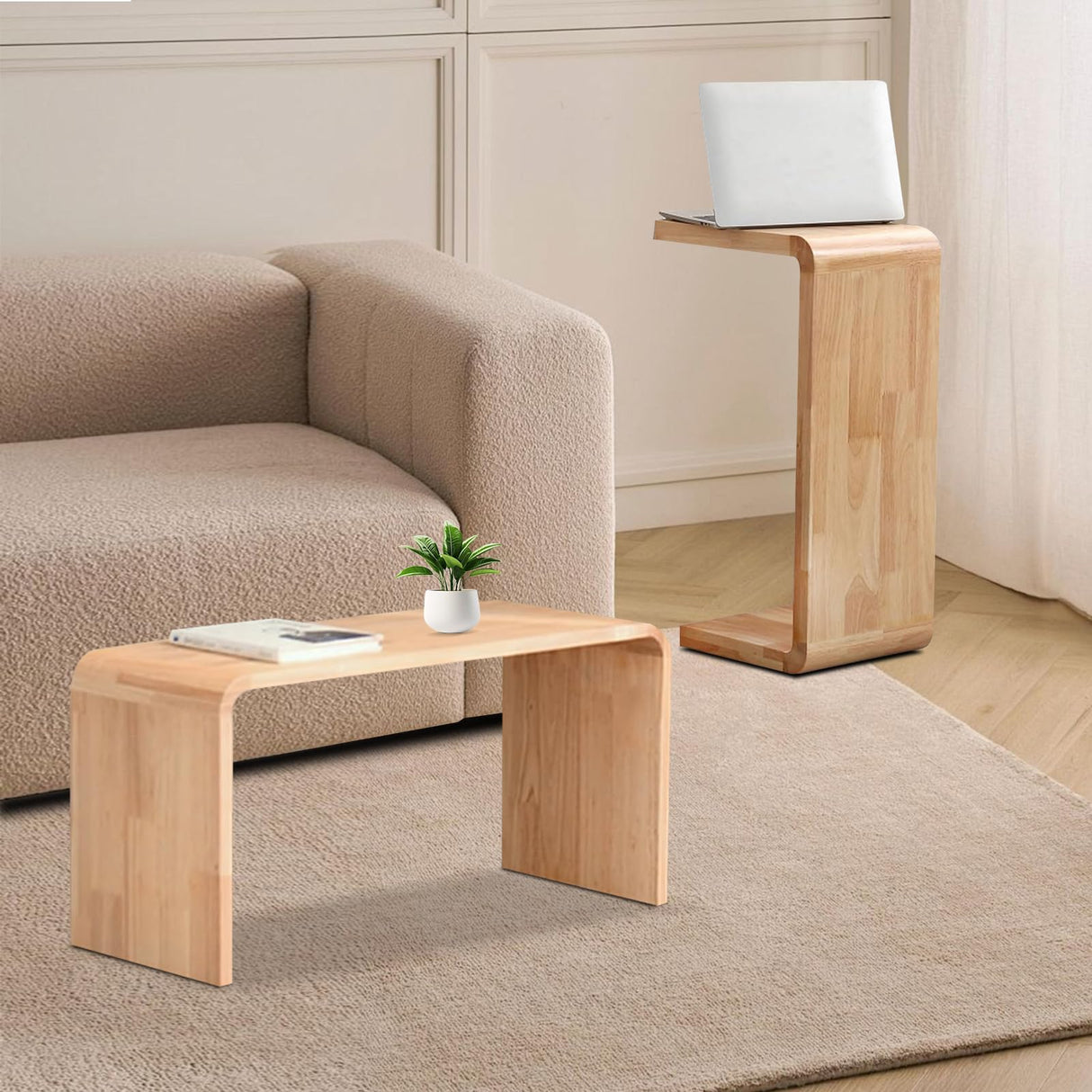 C Shaped End Table for Couch Solid Wood End Table Narrow Tables for Small Spaces