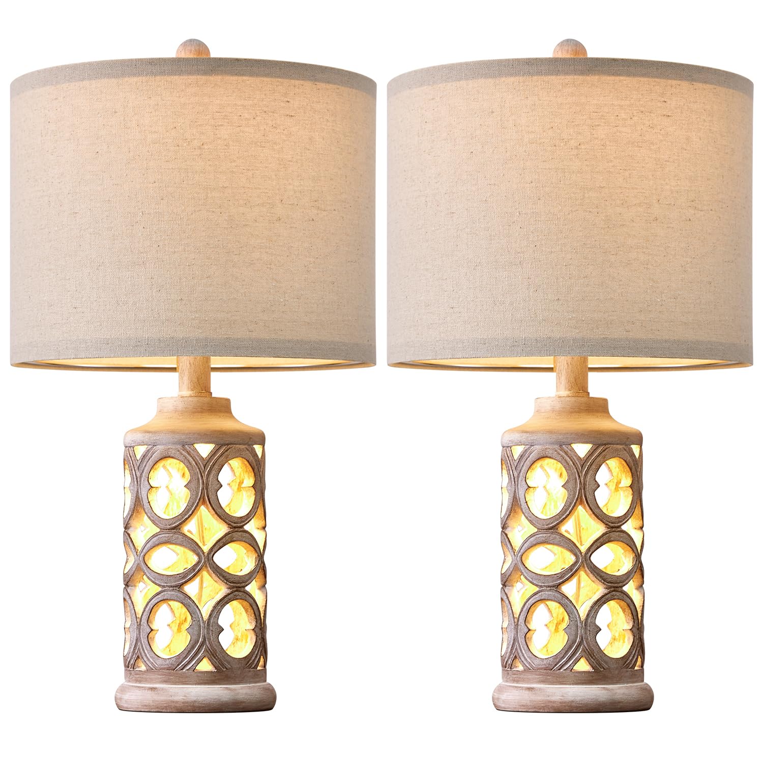 Table Lamp Set of 2 for Living Room Bedroom 20.25'' Country Retro Lamp Vintage